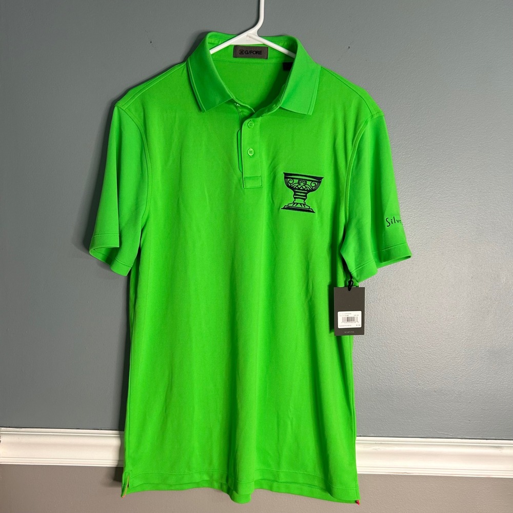 G/FORE Mens lime Green Performance Golf Polo Shirt UPF 50+ GMP000090 Size M NEW‎